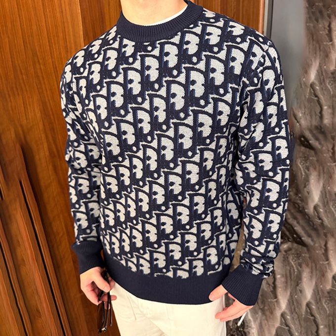 dior oblique jacquard crew neck sweater